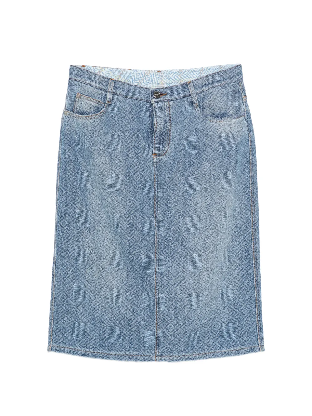 Ermanno Scervino herringbone-pattern midi denim skirt