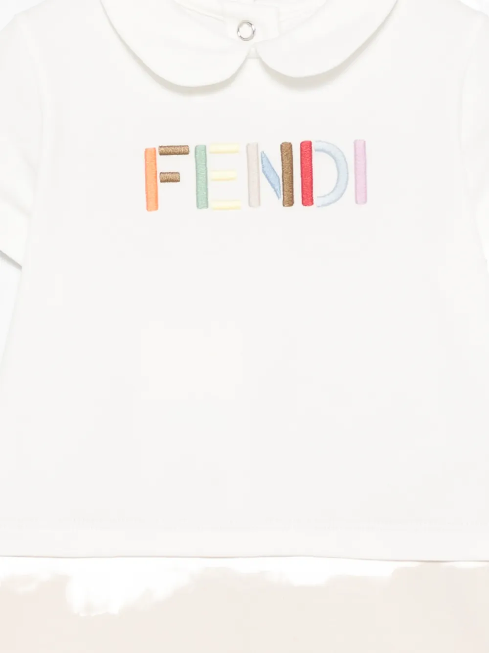 Fendi Kids Shorts met Peter Pan-kraag en geborduurd logo Wit