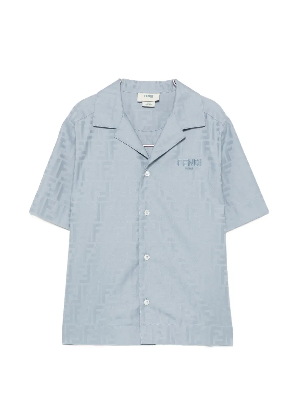 Fendi Kids FF logo-jacquard shirt - Blu