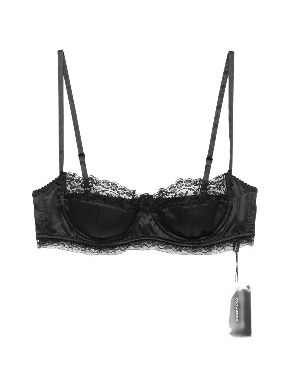 Dolce & Gabbana lace-trim satin bra - Schwarz