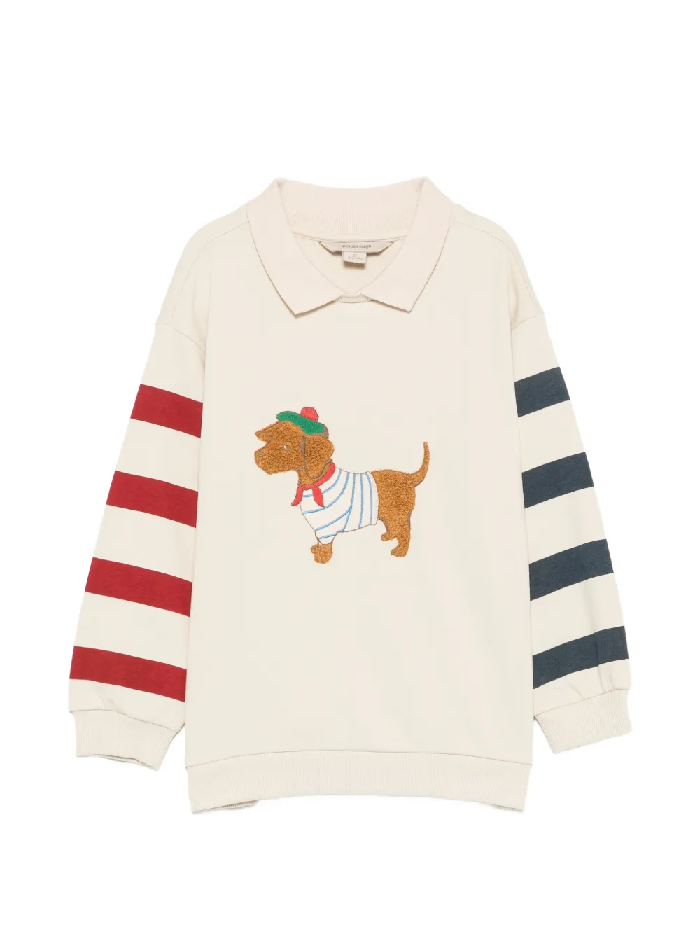 Konges Sløjd striped-sleeve dog-patch polo sweater - Toni neutri