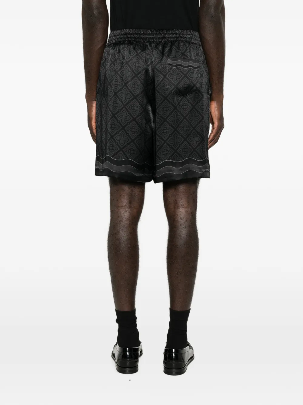 Casablanca Zijden-twill shorts met monogramprint Zwart