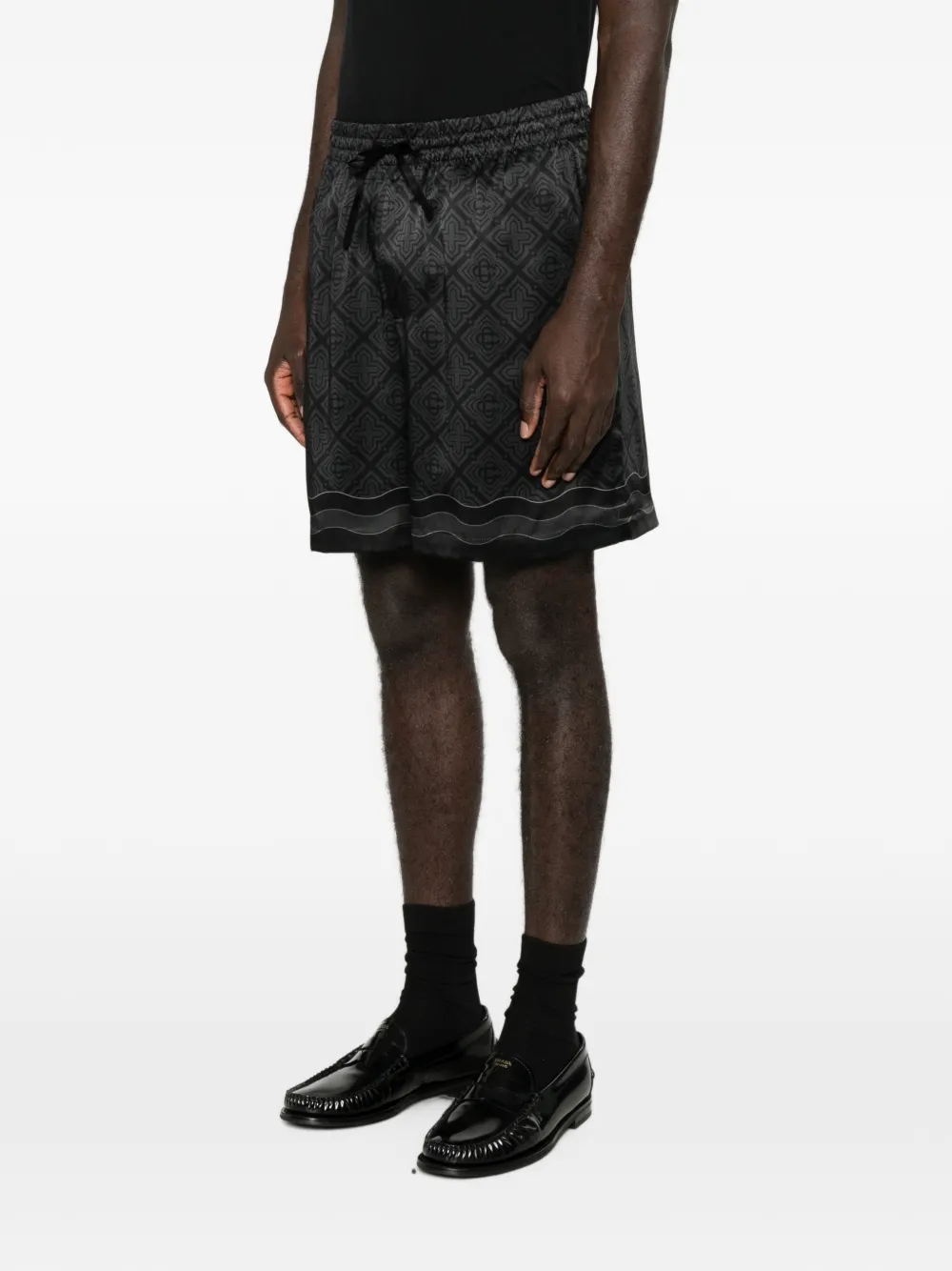 Casablanca Zijden-twill shorts met monogramprint Zwart