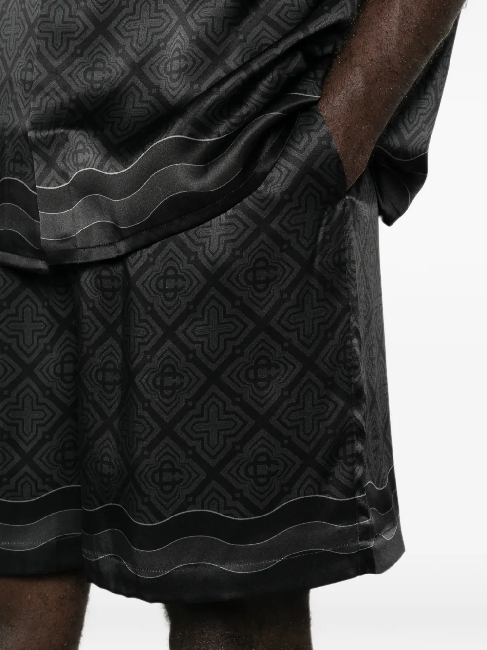 Casablanca Zijden-twill shorts met monogramprint Zwart