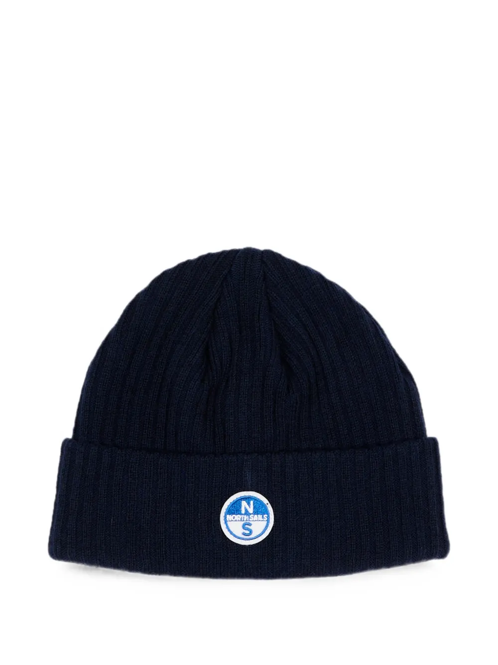 North Sails Kids logo-patch ribbed-knit beanie hat - Blu