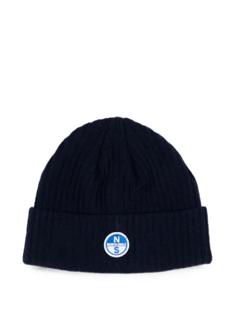 North Sails Kids logo-patch ribbed-knit beanie hat