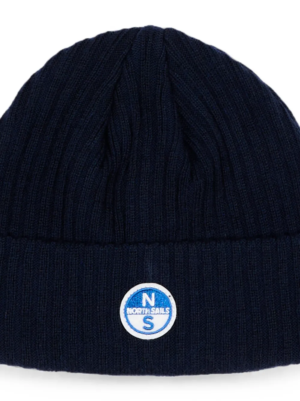North Sails Kids Ribgebreide muts met logo-patch Blauw