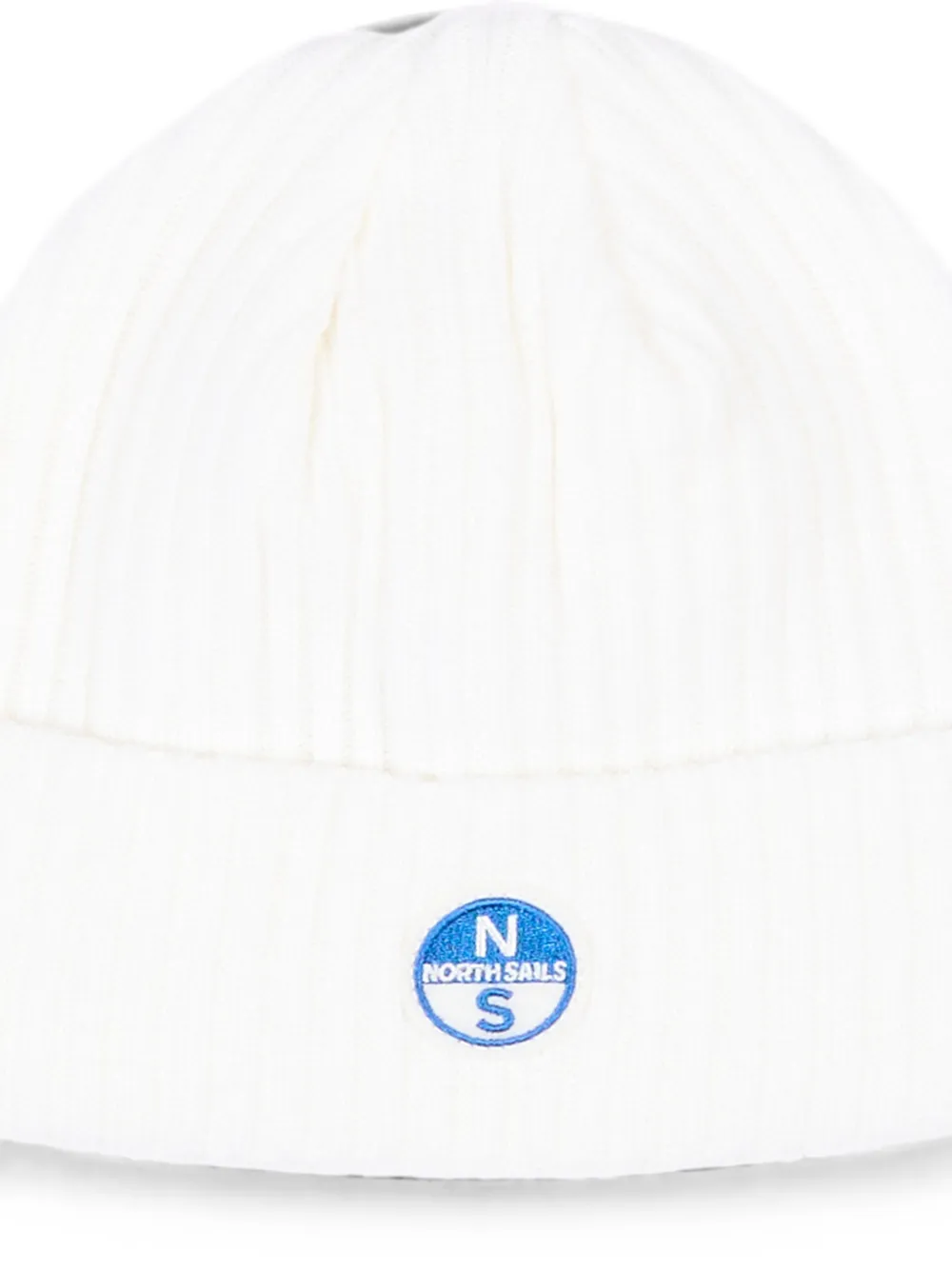 North Sails Kids Ribgebreide muts met logo-patch Wit