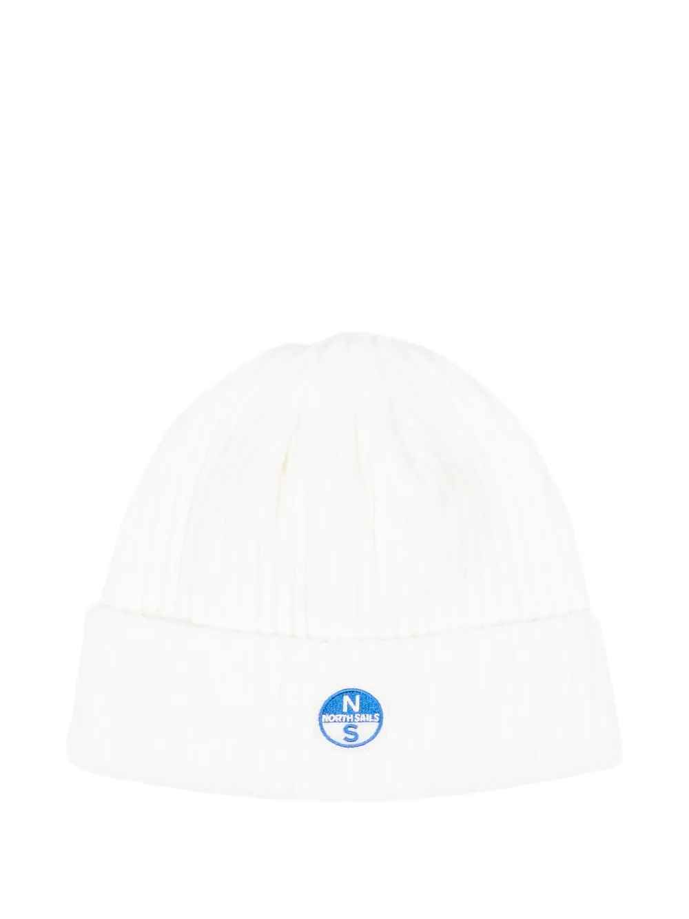 North Sails Kids logo-patch ribbed-knit beanie hat - Bianco