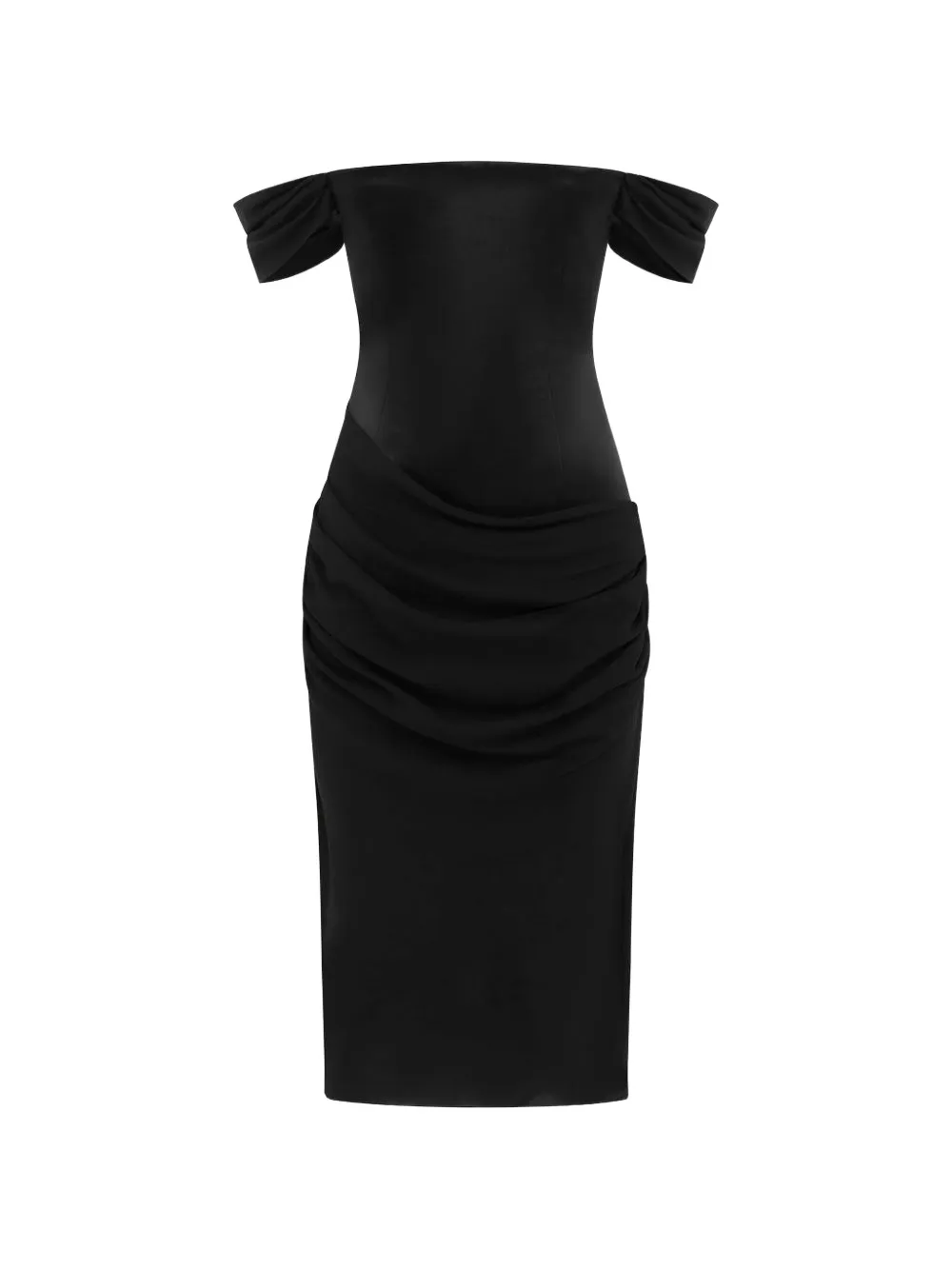 Alex Perry off-shoulder draped midi dress - Schwarz