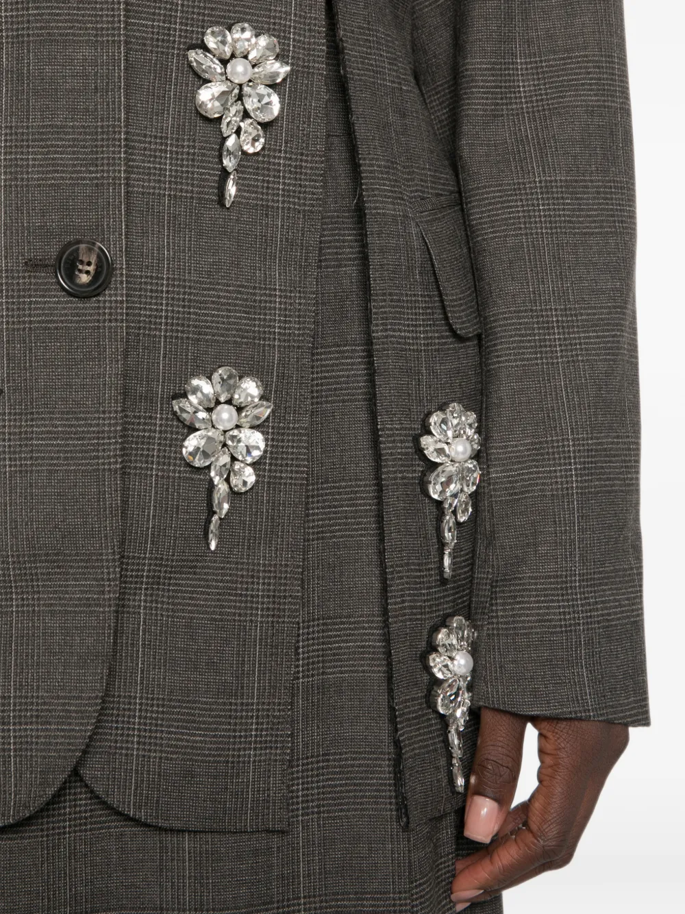 Simone Rocha Crystal-embellished Prince of Wales Check Jacket in Grey, view 5