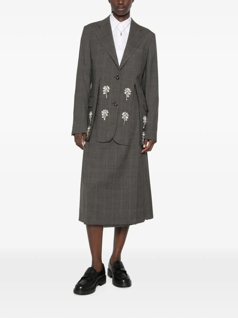 Simone Rocha Crystal-embellished Prince of Wales Check Jacket in Grey, view 2