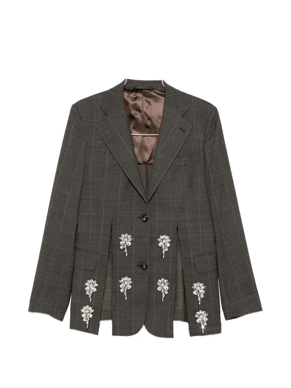 Simone Rocha crystal-embellished Prince of Wales check jacket - Grau