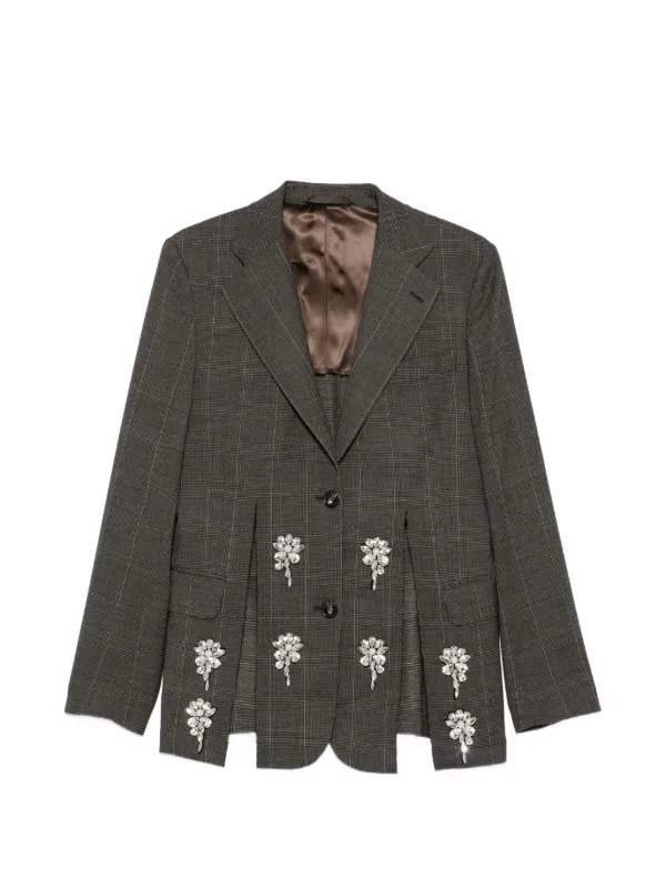 Simone Rocha Crystal-embellished Prince of Wales Check Jacket in Grey