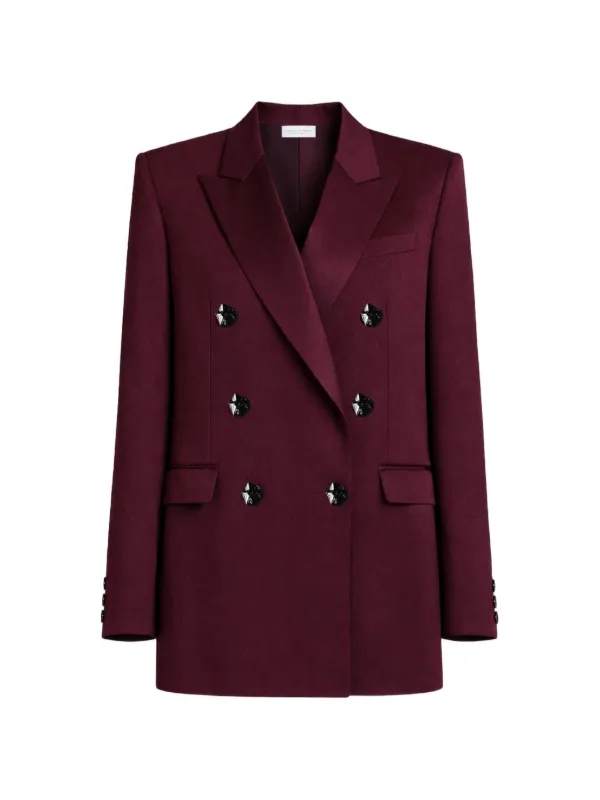 Violante Nessi Sugar Double-breasted Wool Blazer in Red