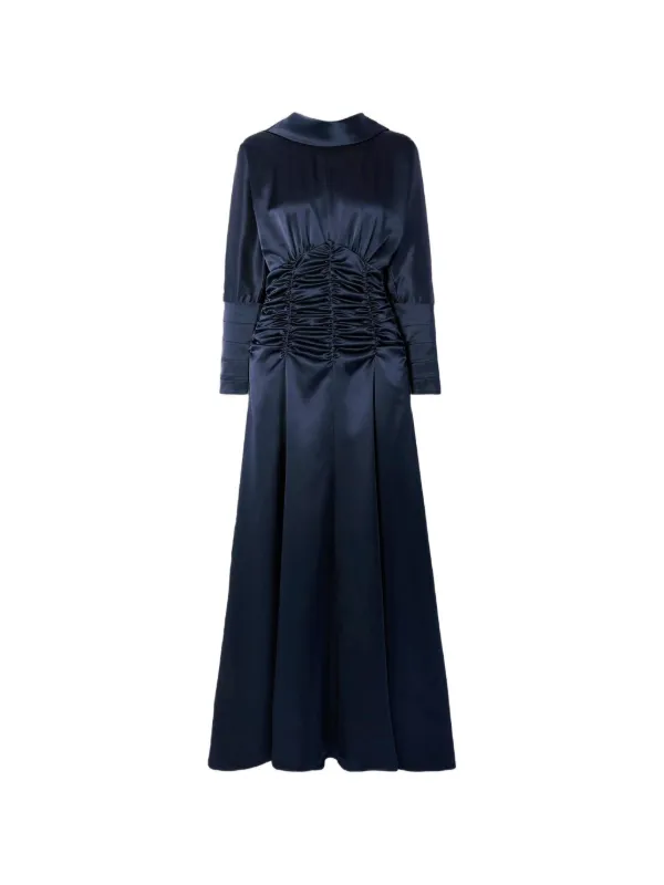 Violante Nessi Backless Ruched Maxi Dress in Blue