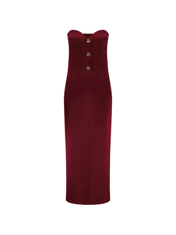 Violante Nessi Strapless Silk Gown in Red