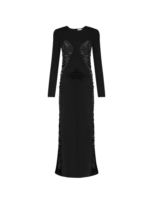 Violante Nessi Mengoni Ruched Maxi Dress in Black