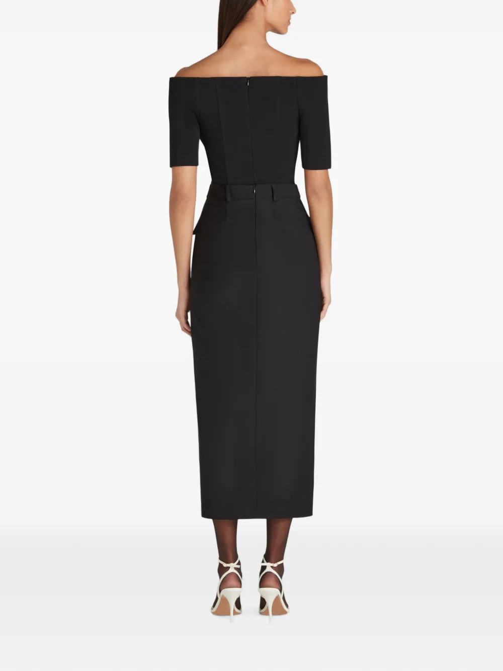 Violante Nessi Adassa Button-down Midi Skirt in Black, view 4