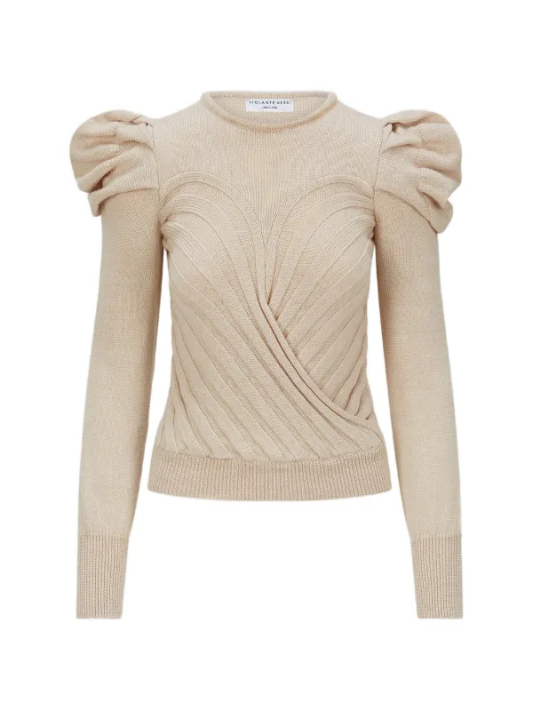 Violante Nessi Puff-sleeve Sweater in Neutrals