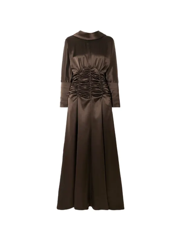 Violante Nessi Ruched-waist Maxi Dress in Brown