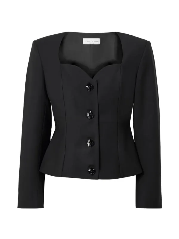 Violante Nessi L'eclaireur Sweetheart-neck Sculptural Blouse in Black