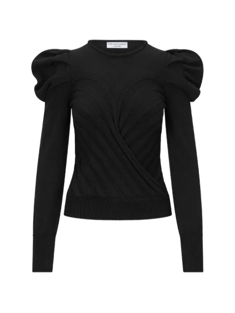 Violante Nessi puffed-shoulder ribbed-knit sweater