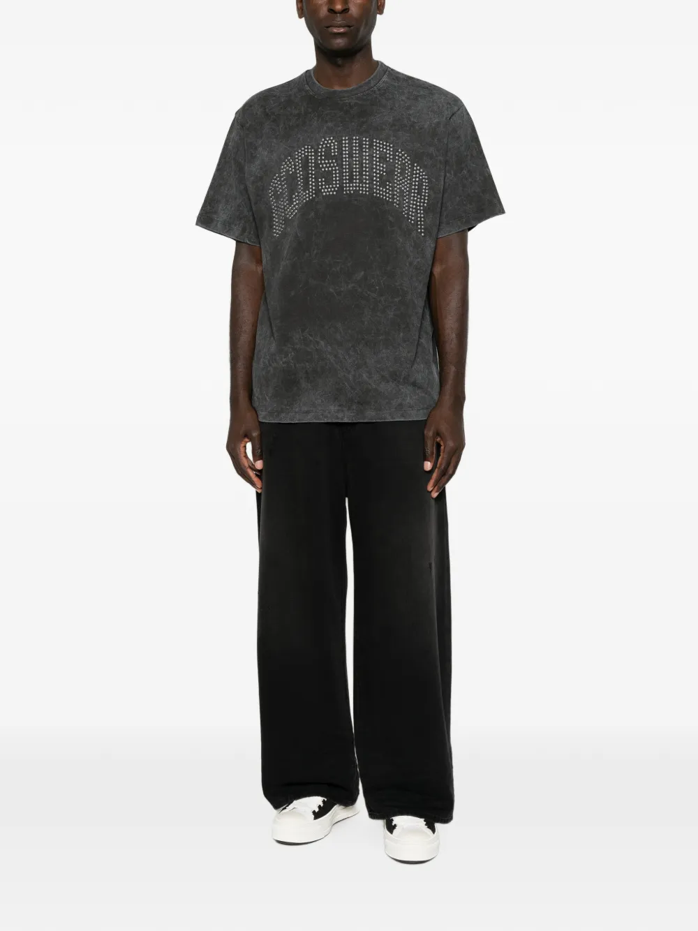 GCDS T-shirt met logo studs Grijs