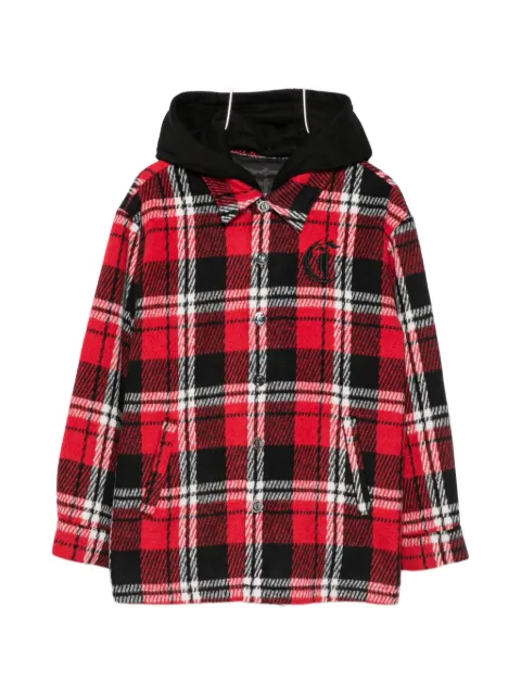 Roberto Cavalli Junior check hooded shirt