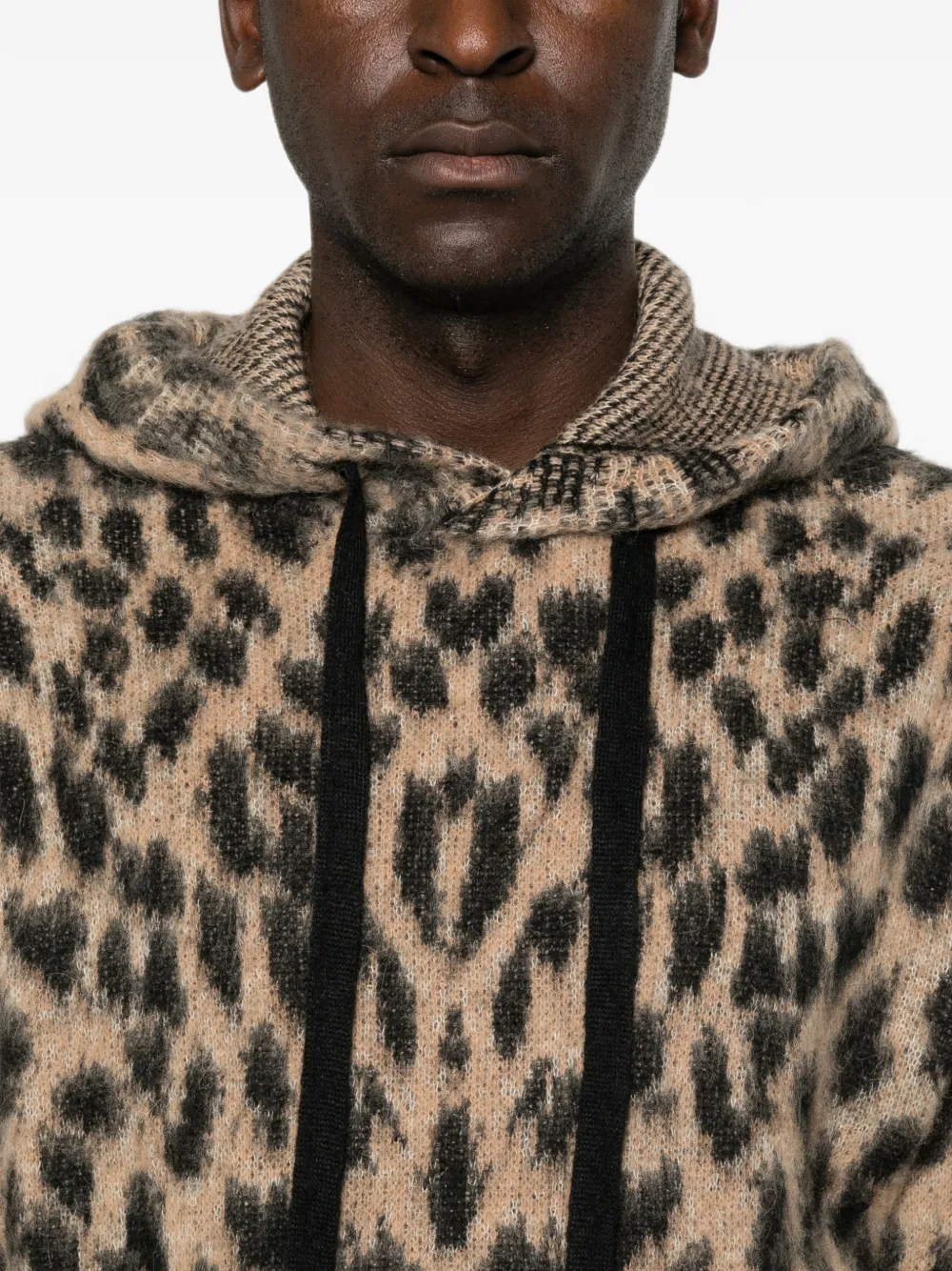 Laneus Hoodie met luipaardprint Beige