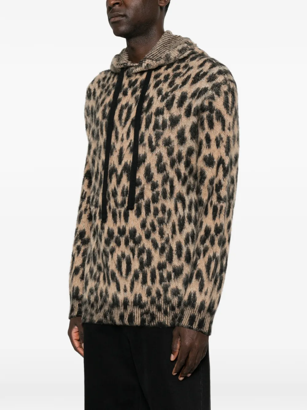 Laneus Hoodie met luipaardprint Beige