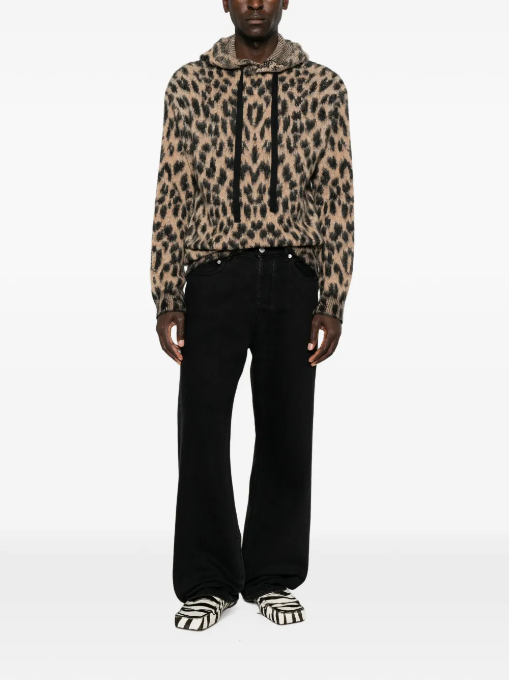 Laneus Hoodie met luipaardprint Beige