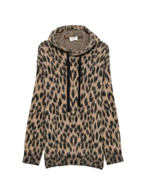 Laneus leopard-print drawstring hoodie