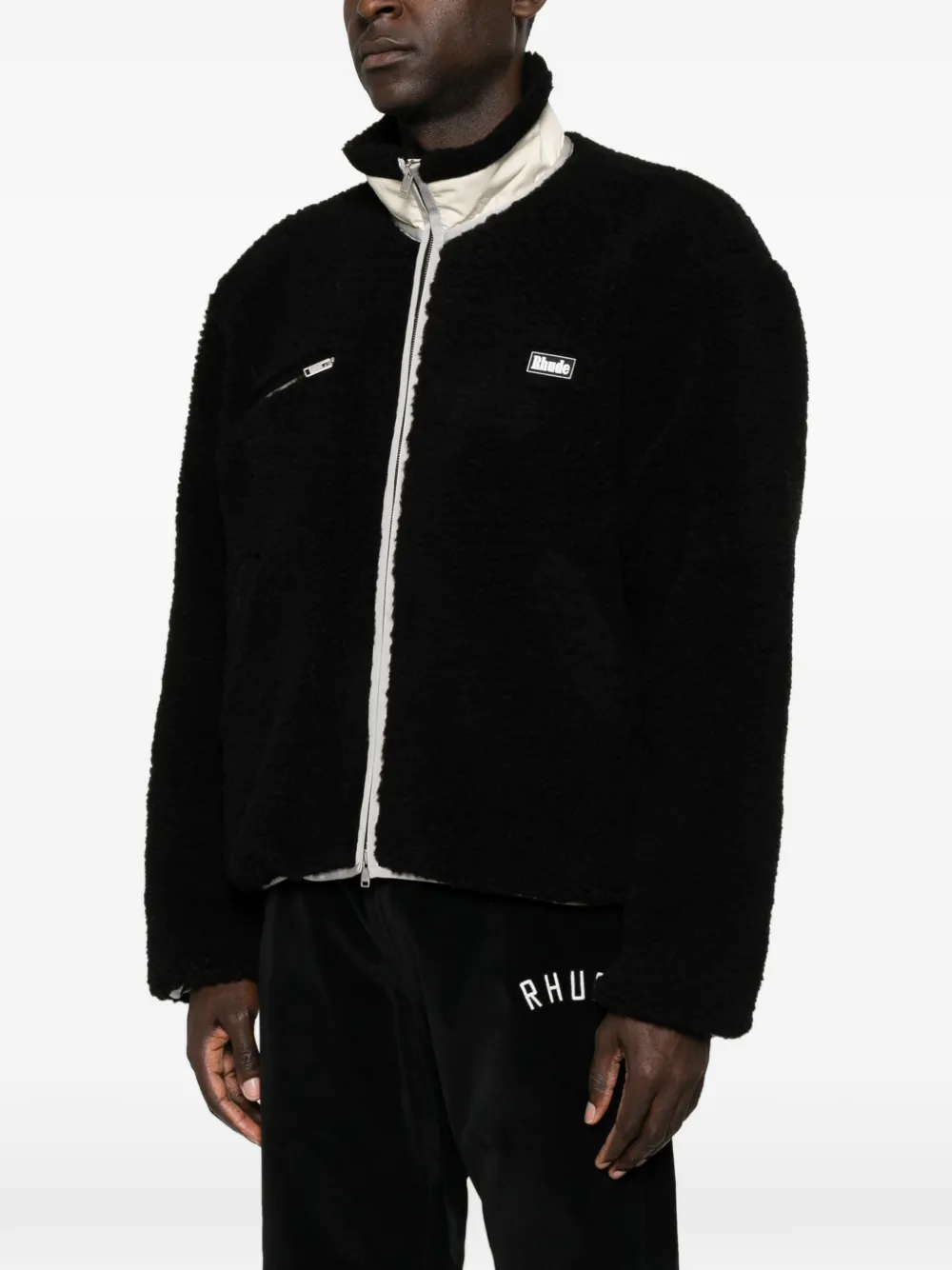 RHUDE Fleece jack met logopatch Zwart
