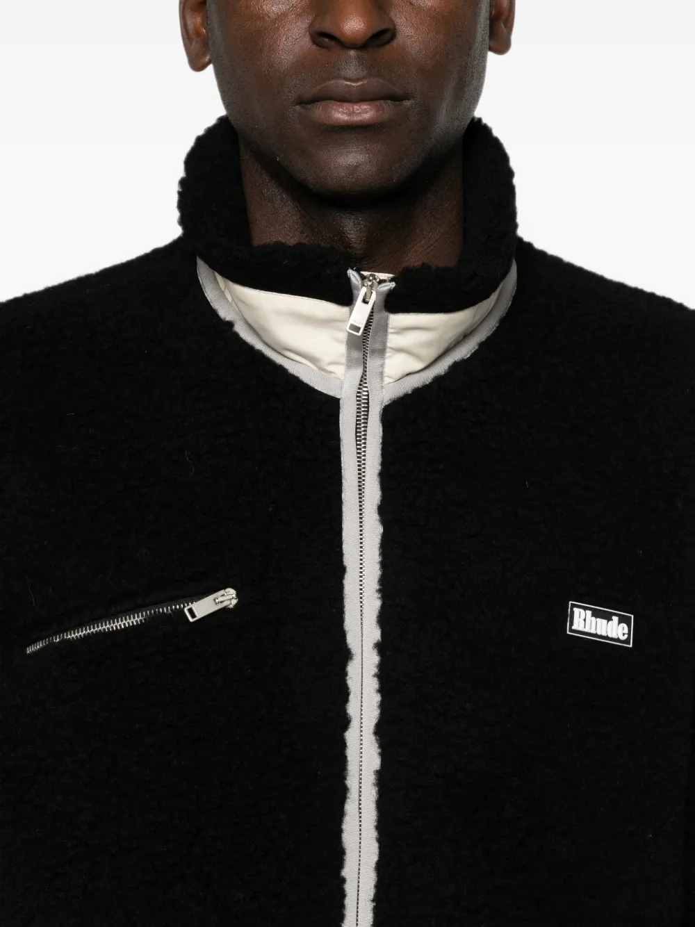 RHUDE Fleece jack met logopatch Zwart