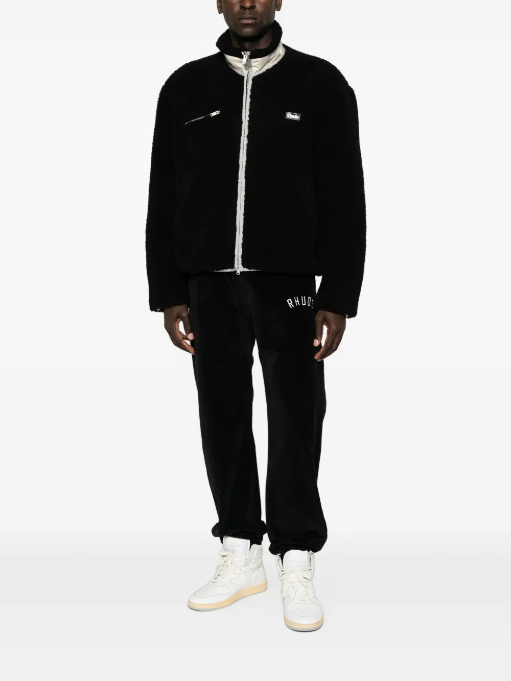 RHUDE Fleece jack met logopatch Zwart