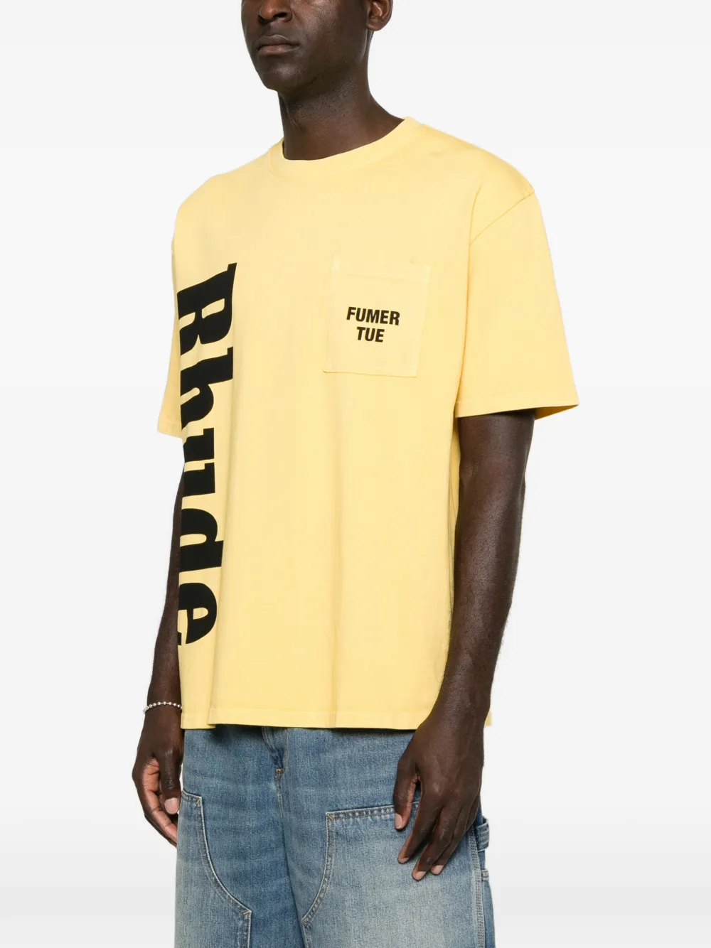 RHUDE T-shirt met logoprint Geel