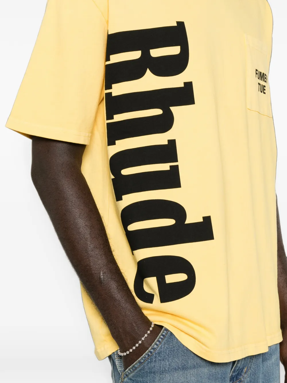 RHUDE T-shirt met logoprint Geel
