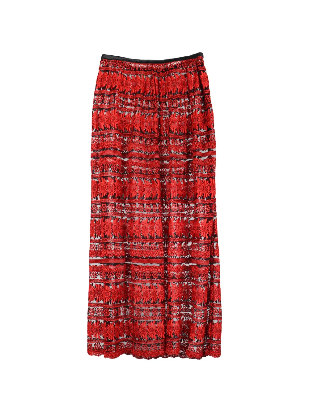 Comme Des Garçons Pre-Owned Gonna midi in pizzo con logo - Rosso