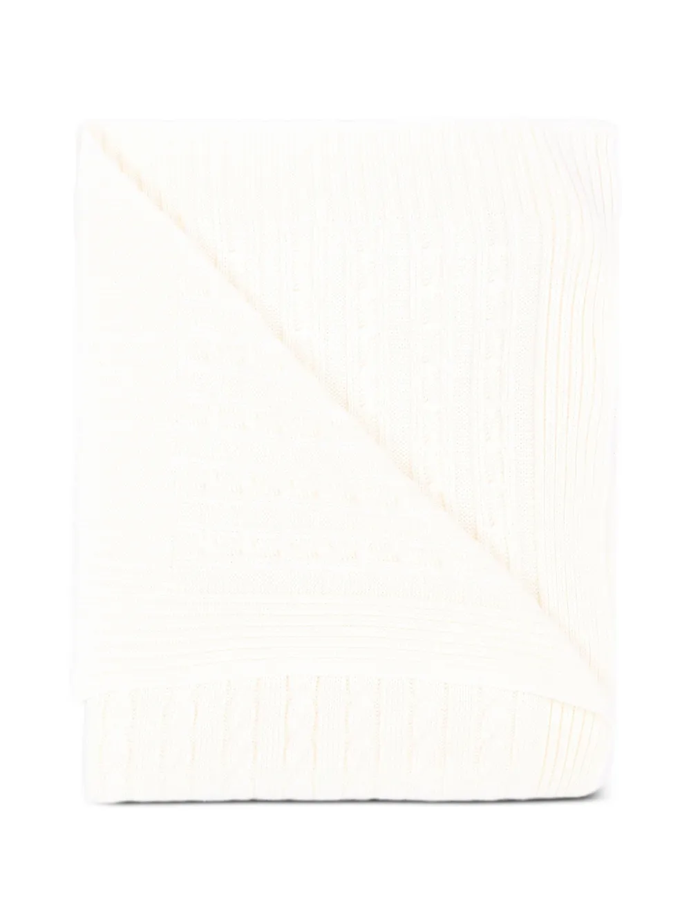 Little Bear cable-knit virgin-wool blanket - Bianco