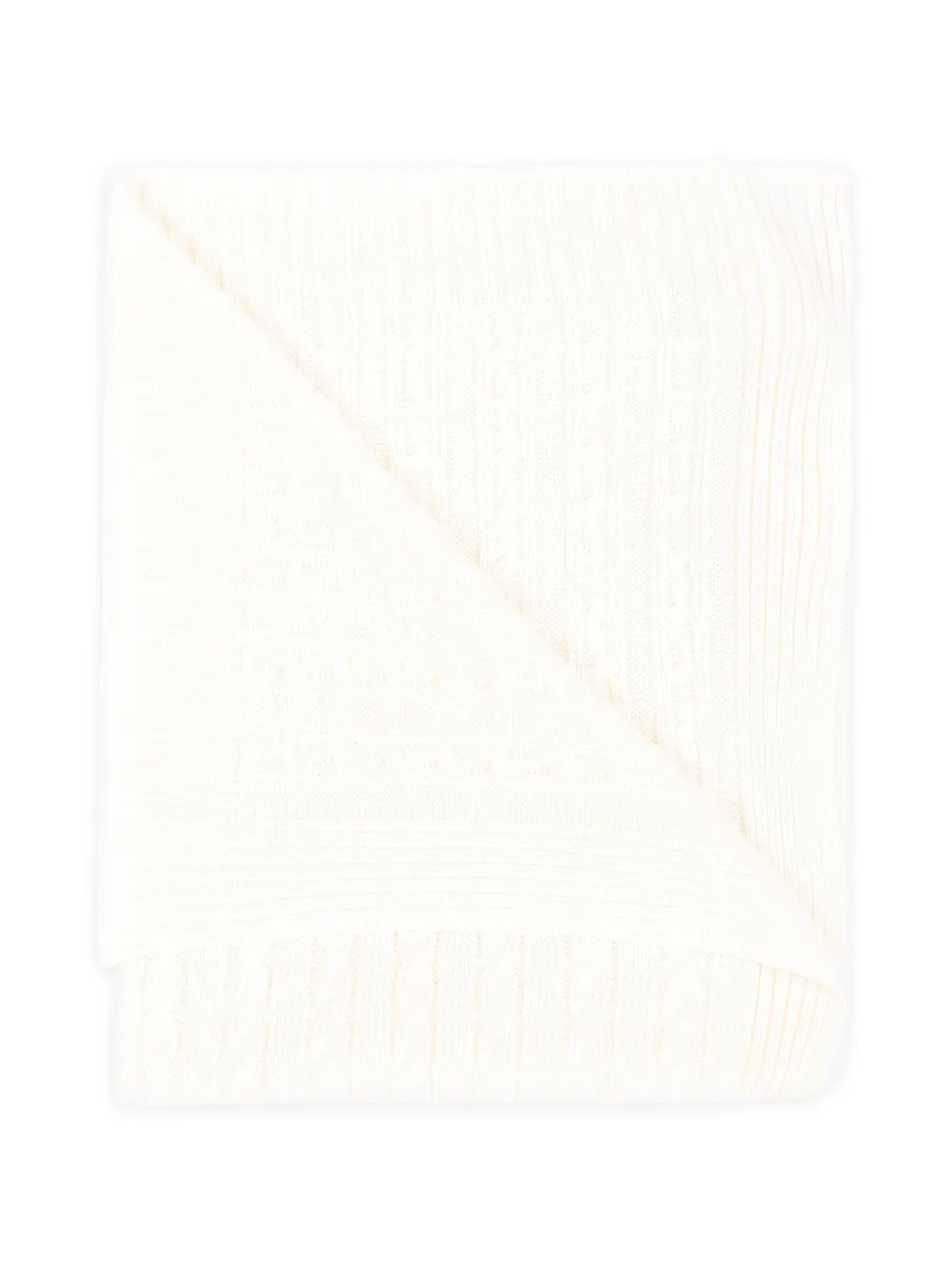 Little Bear cable-knit virgin-wool blanket - Bianco