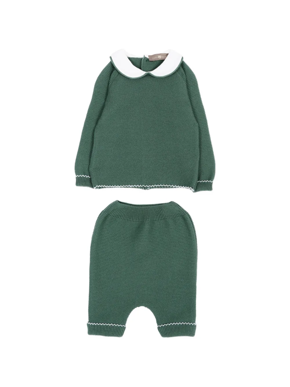 Little Bear Peter Pan-collar knitted sweater and trousers set - Grün