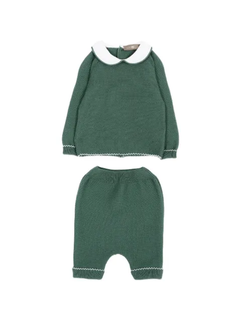 Little Bear Peter Pan-collar knitted sweater and trousers set