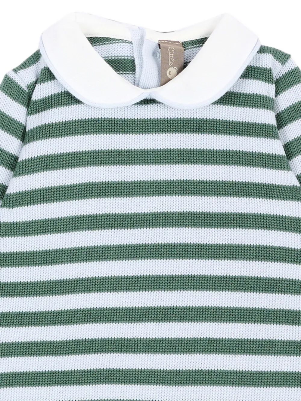 Little Bear Gestreepte romper met Peter Pan kraag Groen