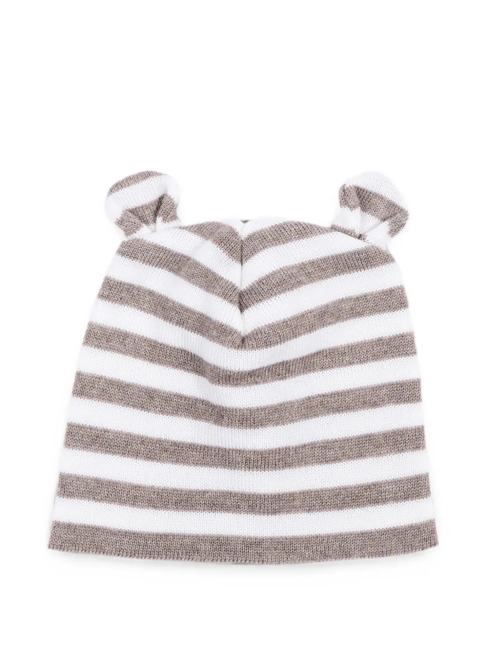 Little Bear striped-knit beanie hat - Bianco