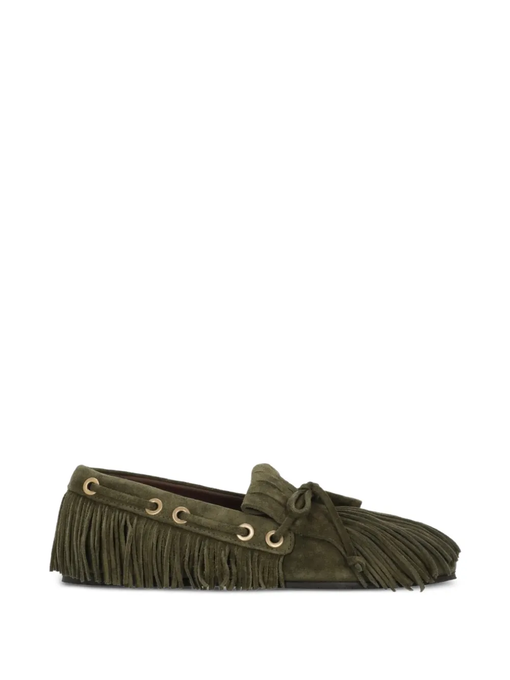 ETRO fringe-trim suede loafers - Verde