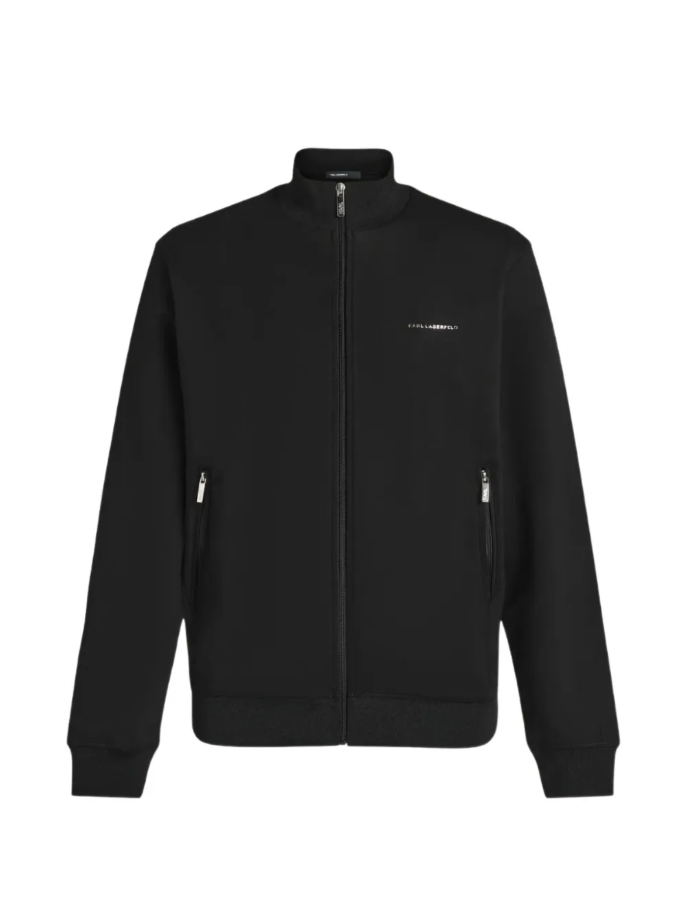 Karl Lagerfeld Logo-plaque Zip-up Sweatshirt In Black