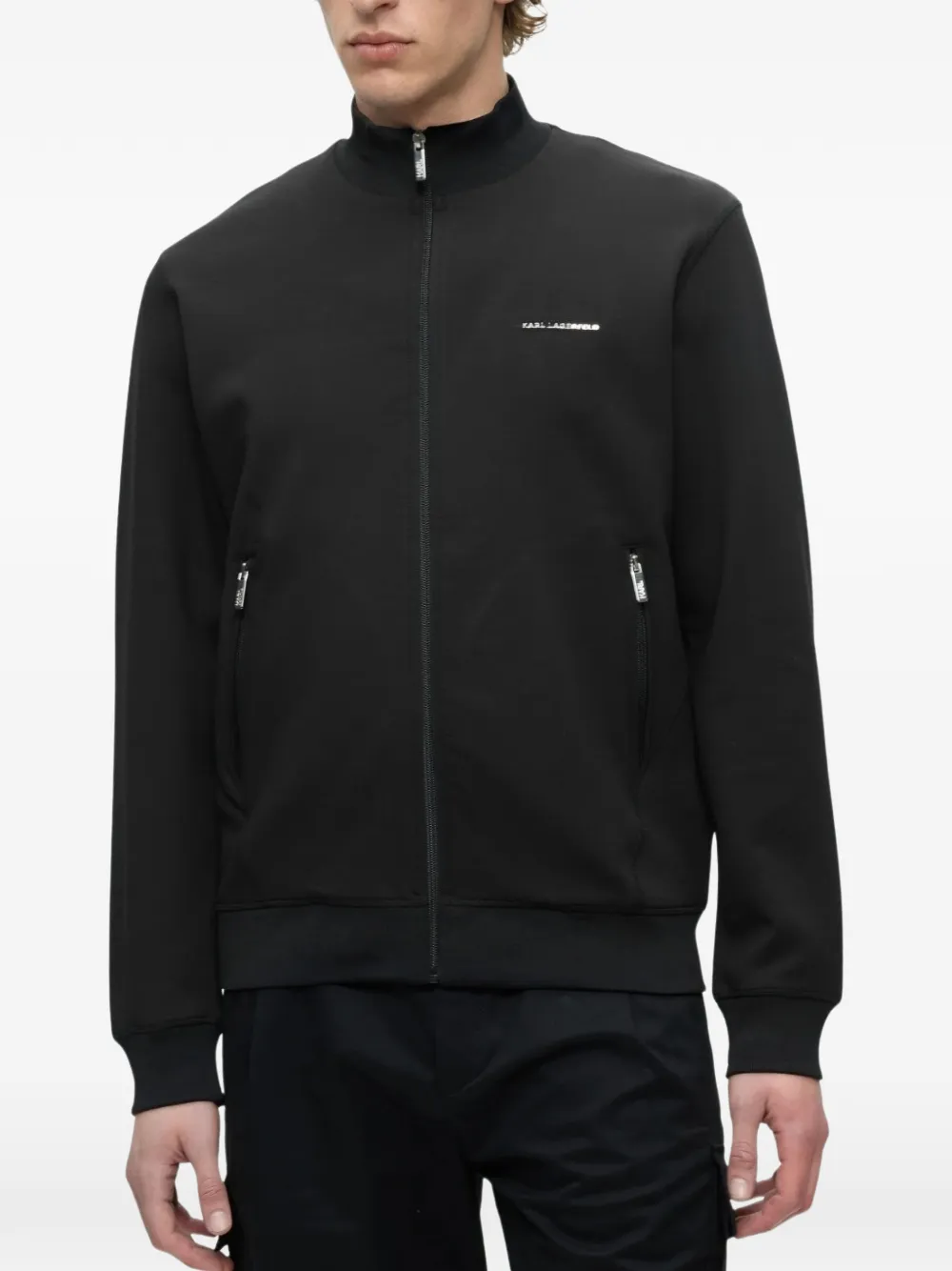 Karl Lagerfeld logo-plaque zip-up sweatshirt Zwart