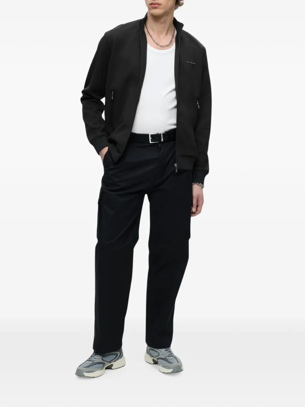 Karl Lagerfeld logo-plaque zip-up sweatshirt Zwart