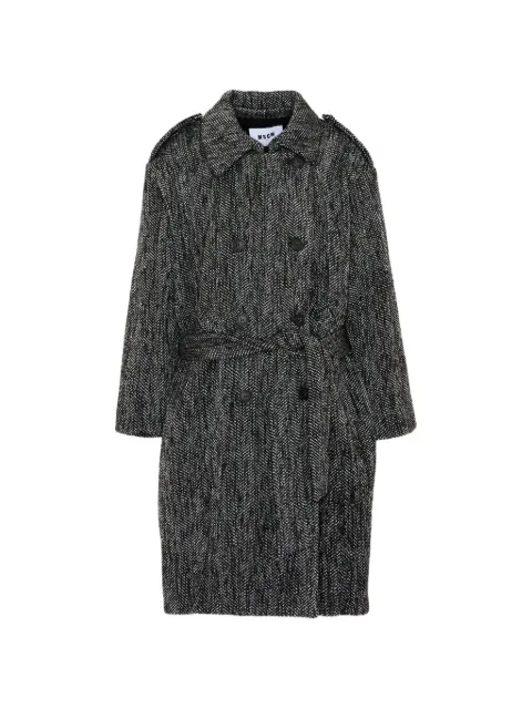 MSGM Kids herringbone-pattern double-breasted coat